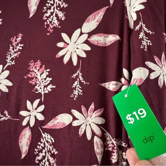 DIP S New Nomad Maroon Floral Midi Dress Cottagecore Boho Feminine Fall - Picture 5 of 10